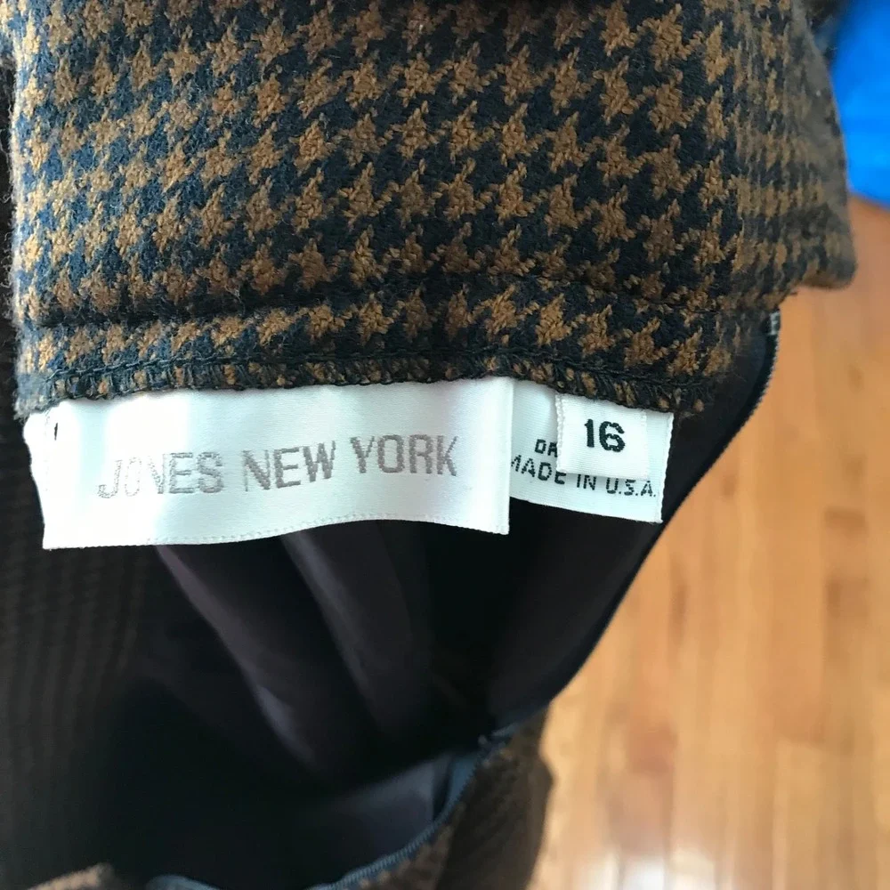 Jones New York Vintage Wool Houndstooth Pleated Pencil Skirt w/Pockets Size 16